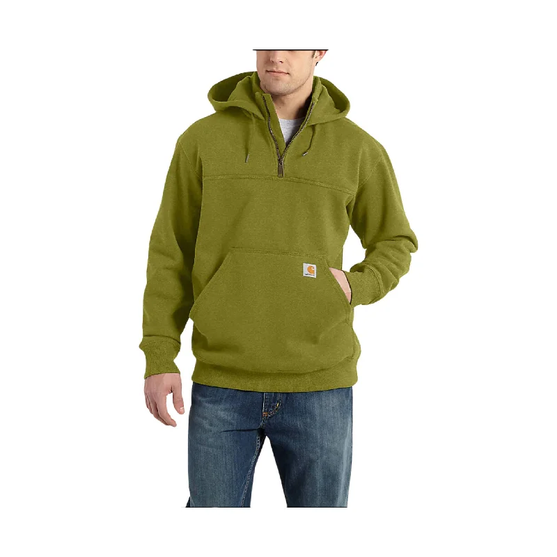 Cropped HoodiesCarhartt Men's Rain Defender Paxton Heavyweight Hooded Quarter Zip Mock Sweatshirt - Dill Heather