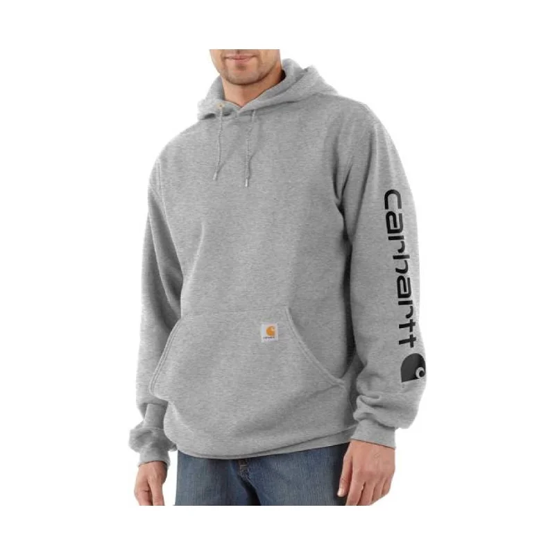 Vintage HoodiesCarhartt Men's Midweight Hooded Logo Sweatshirt - Heather Gray Black