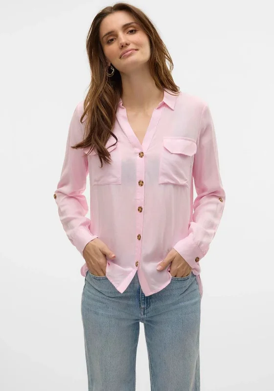 Vero Moda Bumpy Pocket Detail Shirt, PinkOrganic Cotton Shirts