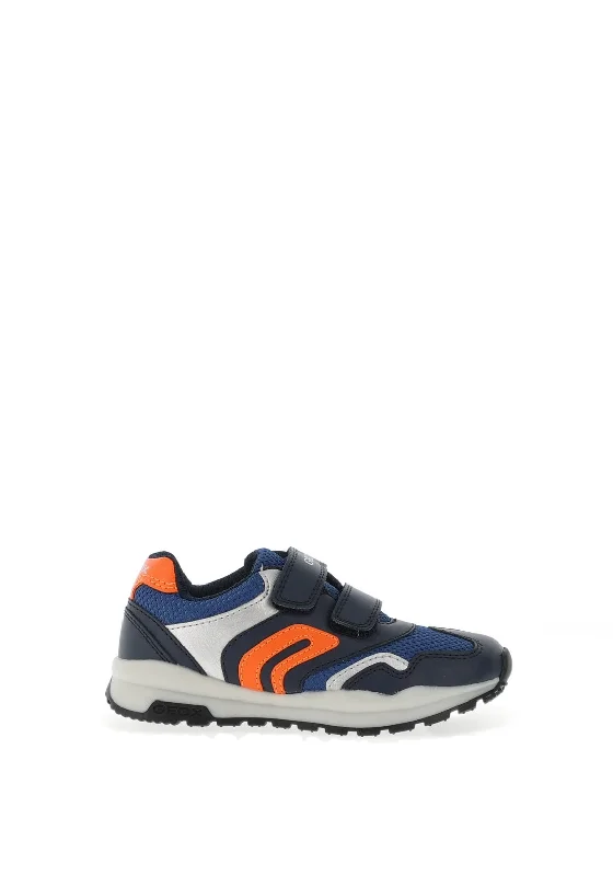 Geox Boys Pavel Mesh Dual Strap Trainers, Navy Orange