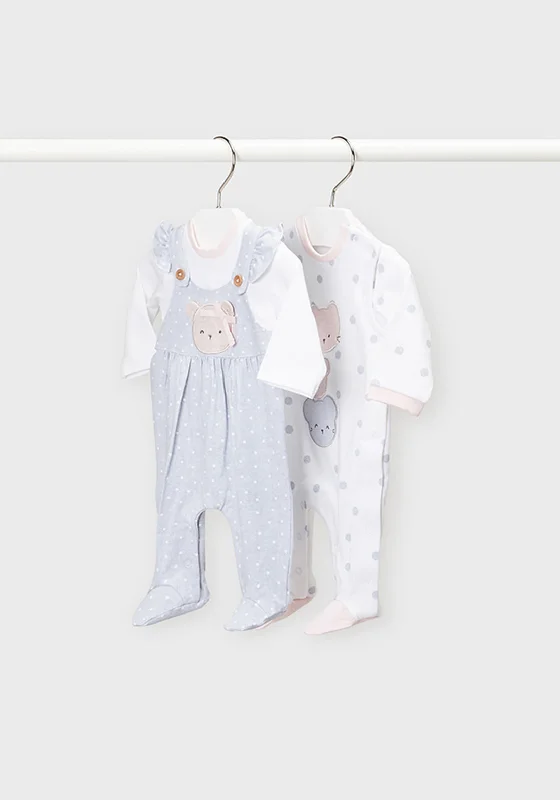 Mayoral Baby Girls Set of 2 Sleepsuits Gift Set, Grey Multi