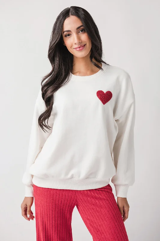 Fringed HoodiesZ Supply Oversized Heart Sweatshirt