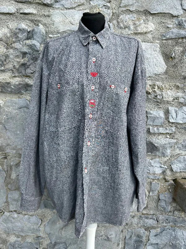 90s grey embroidered shirt LargeThermal Shirts