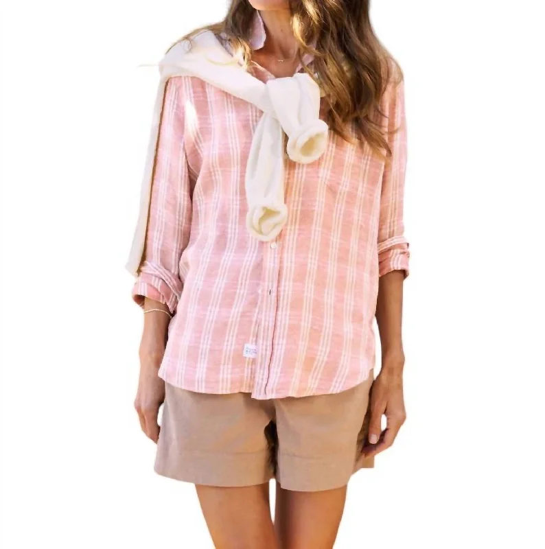 Eileen Relaxed Button-Up Shirt In Orange And Cream PlaidSkateboard Shirts