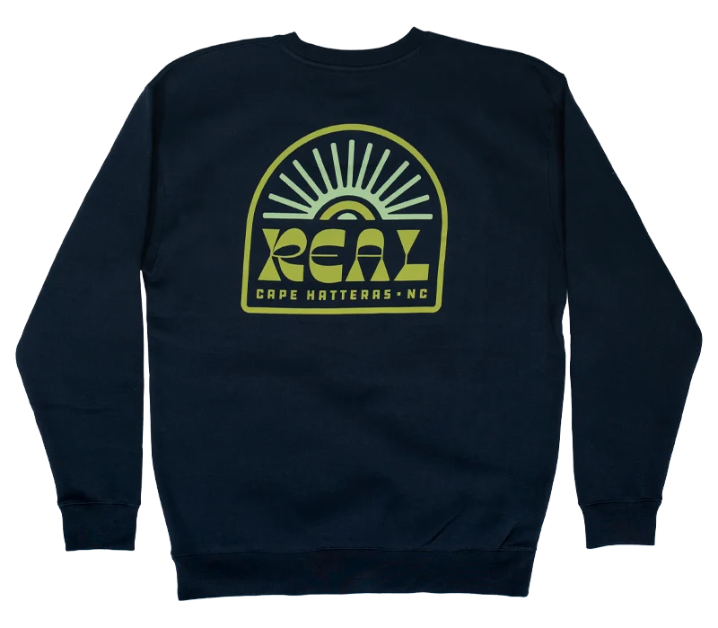 Embroidered SweatshirtsREAL Sun Ray Badge Sweatshirt-Navy