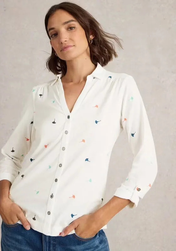 White Stuff Annie Embroidered Shirt, WhiteBeaded Shirts