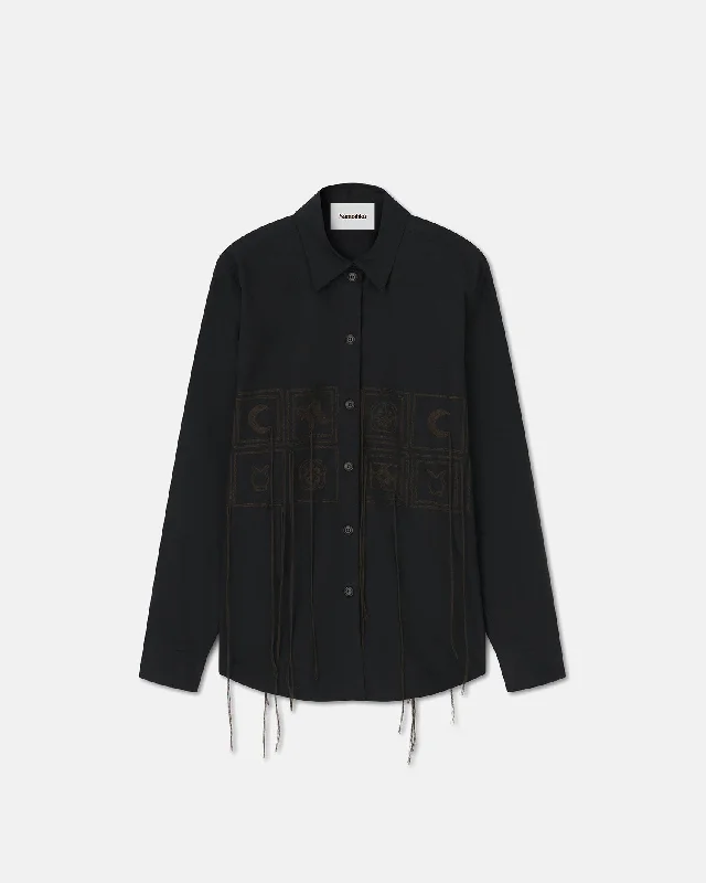 Sahar - Sale Embroidered Poplin Shirt - Off - Off BlackFitted Shirts