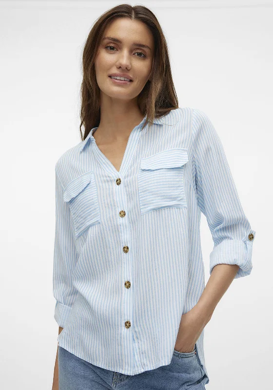 Vero Moda Bumpy Pocket Detail Shirt, BlueBamboo Shirts