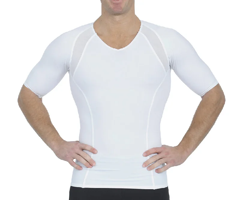 Insta Slim Compression Side & Back Power Mesh Panel V_Neck Shirt VS2307