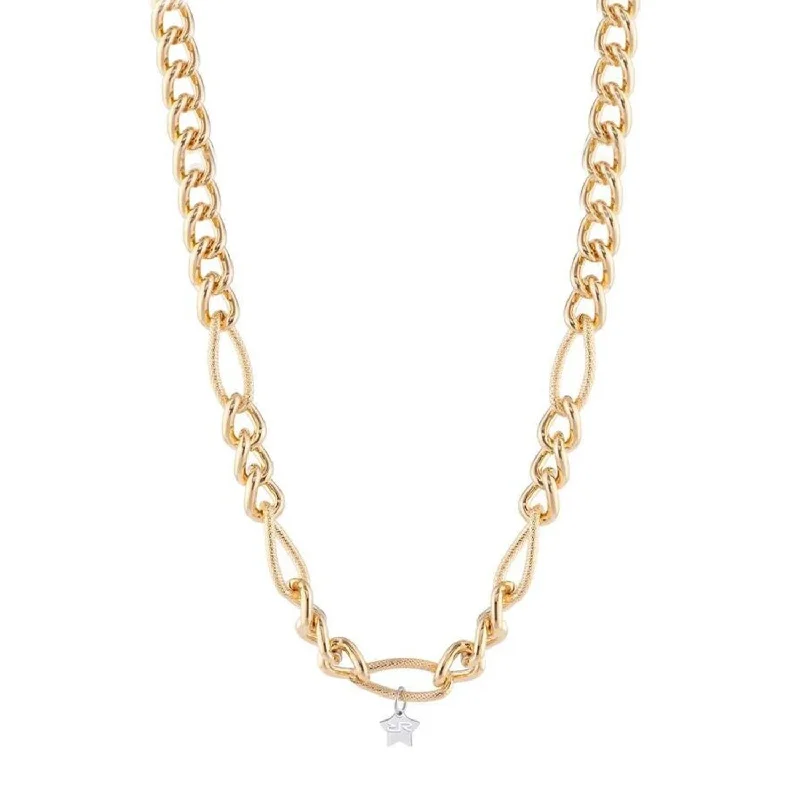 Rebecca Diva Mesh Mix Chain Link Necklace, Gold