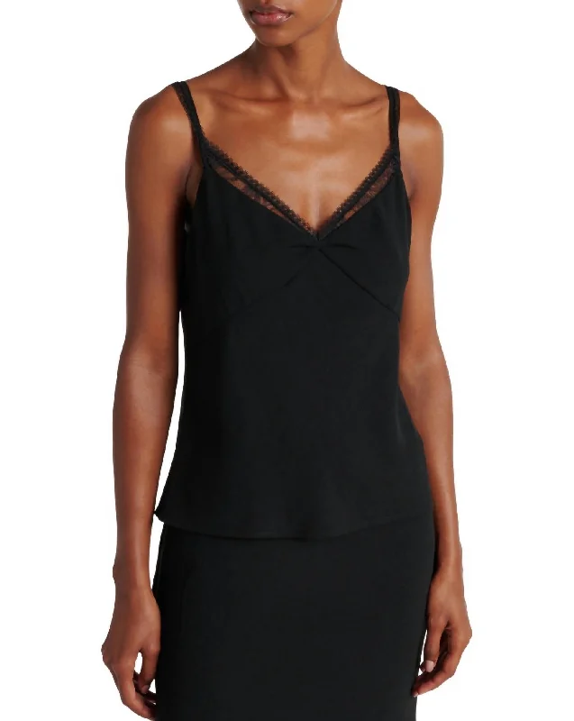 Lace Trim Cami In BlackCamisolePlus