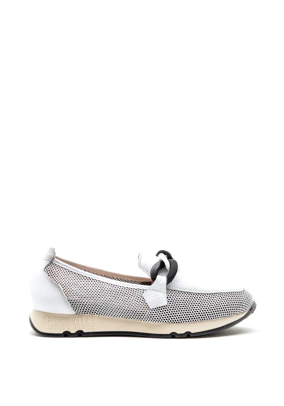 Hispanitas Leather & Mesh Mix Slip On Shoes, White