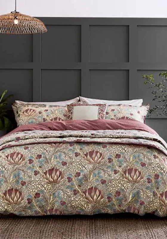 Morris & Co Artichoke Duvet Set, Grey & Wine