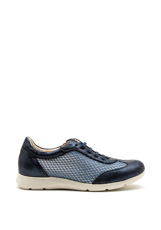 Pitillos Leather Mesh Mix Trainers, Navy