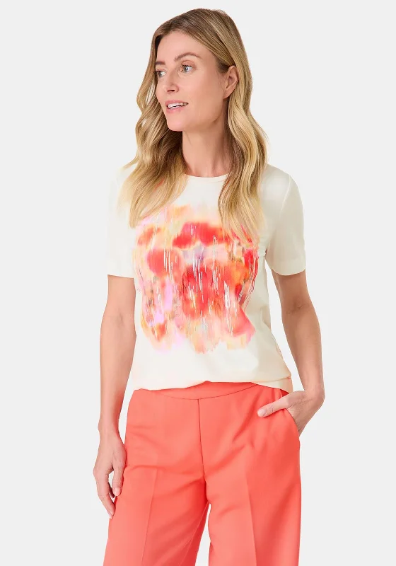 Gerry Weber Blurred Print T Shirt, WhitePlush Shirts