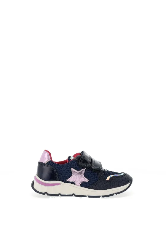 Pablosky Girls Shimmer Mesh Star Dual Strap Trainers, Pink