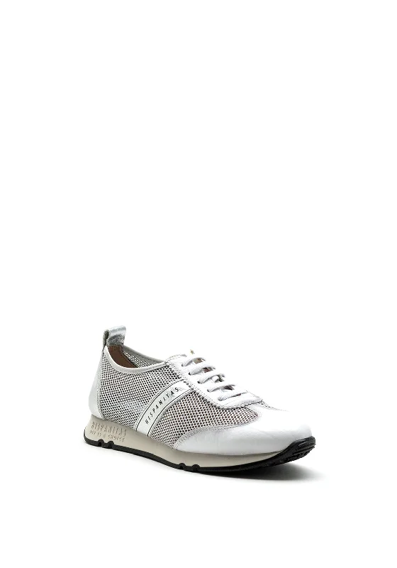 Hispanitas Metallic Detail Leather and Mesh Trainer, White