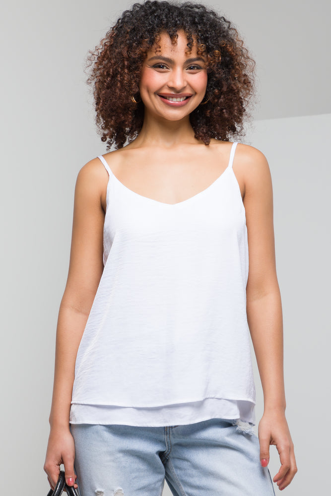 Cowl Satin Cami WhiteCamisoleX