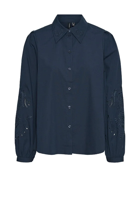 Vero Moda Kava Crochet Detail Shirt, NavyWool Shirts