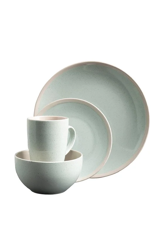 Belleek Living 16 Piece Stoneware Tableware Set, Aqua