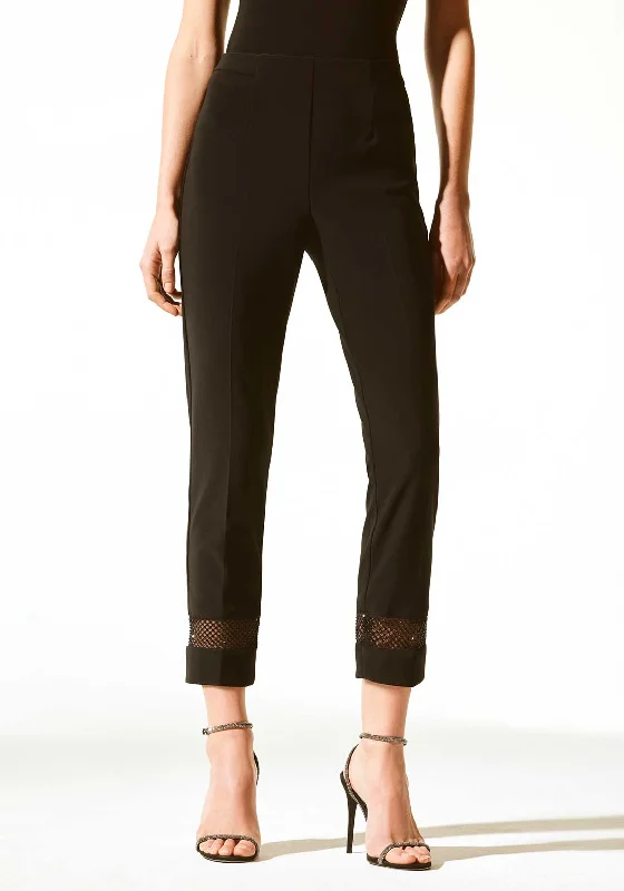 Joseph Ribkoff Rhinestone Mesh Trousers, Black