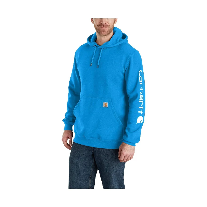 Designer SweatshirtsCarhartt Men's Midweight Hooded Logo Sweatshirt - Blue Glow