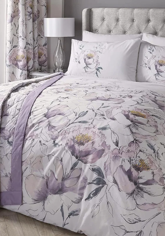 D&D Design Peony Duvet Set, Purple