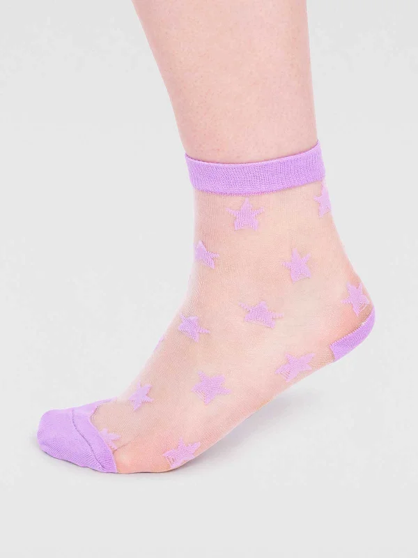 Astra Bamboo Star Mesh Socks - Lilac Purple