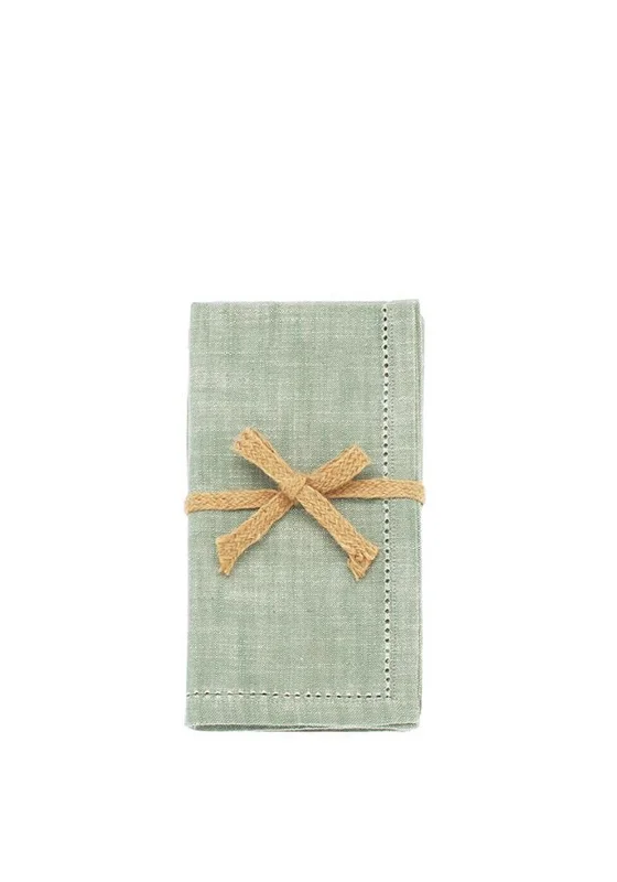 Walton & Co Chambray Serviette Napkins Set of 4, Green