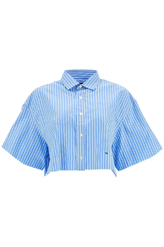 Homme Girls Women's blue Striped Cotton ShirtTravel Shirts