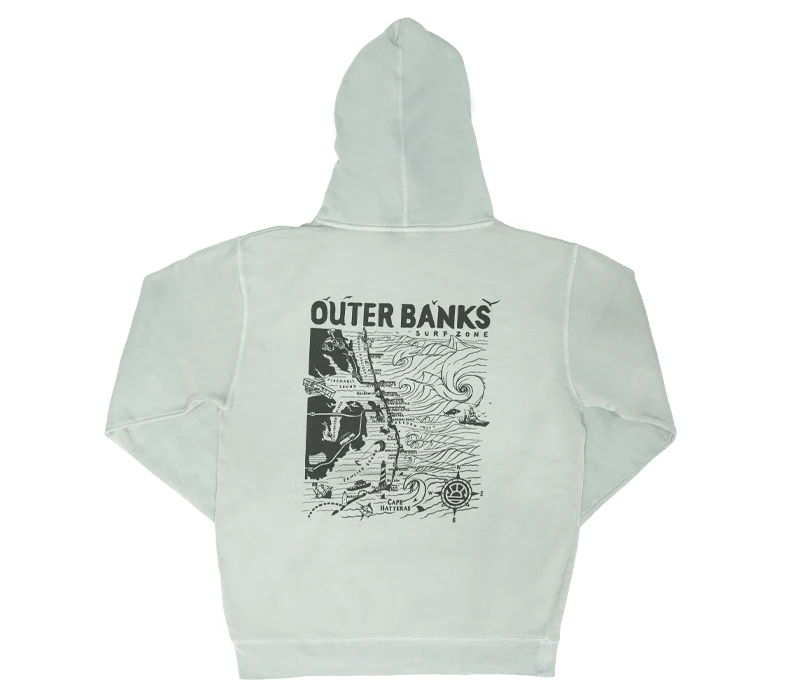 Thermal HoodiesREAL Outer Banks Map Hooded Sweatshirt-Sage