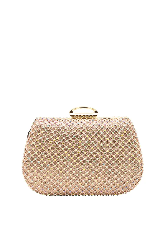 Zen Collection Mesh Diamante Clasp Clutch Bag, Pink