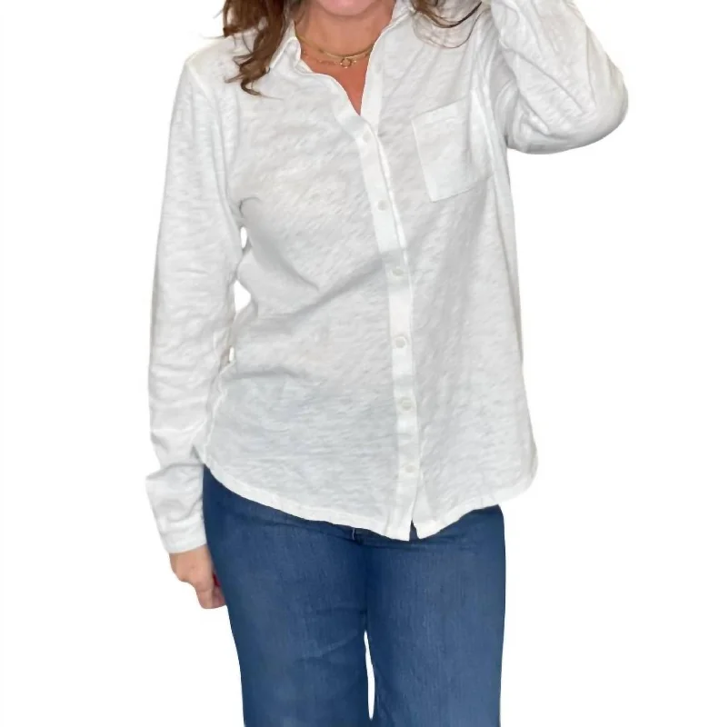 Perfectly Soft Button Up Shirt In White SandTasseled Shirts