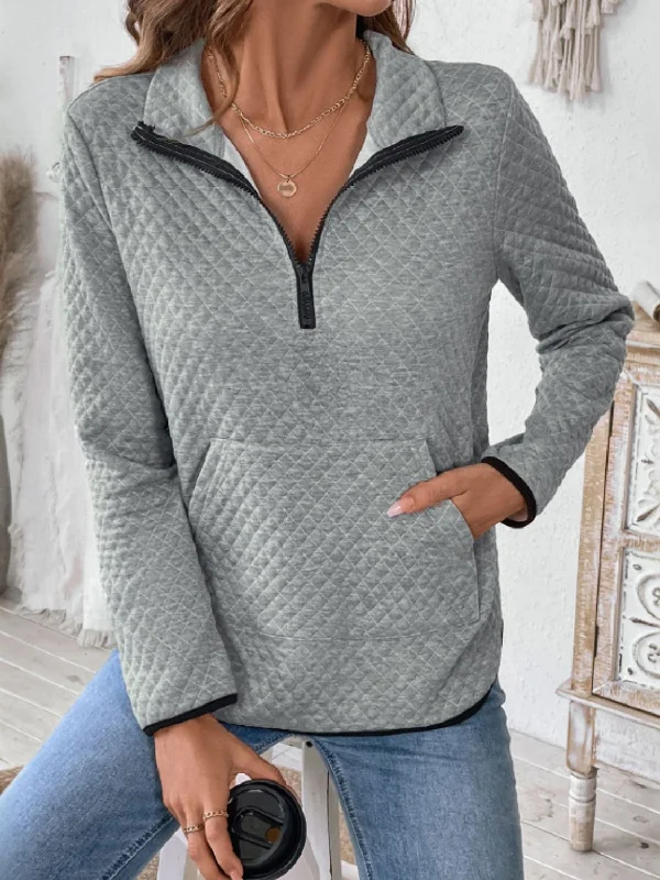 Urban HoodiesPerfee Texture Half Zip Long Sleeve Sweatshirt