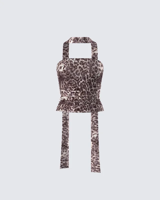 Maree Leopard Mesh Tube Top and Scarf