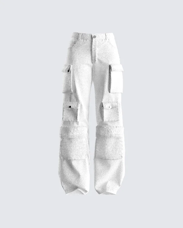 Denim ShortsChima White Cargo Twill Pant