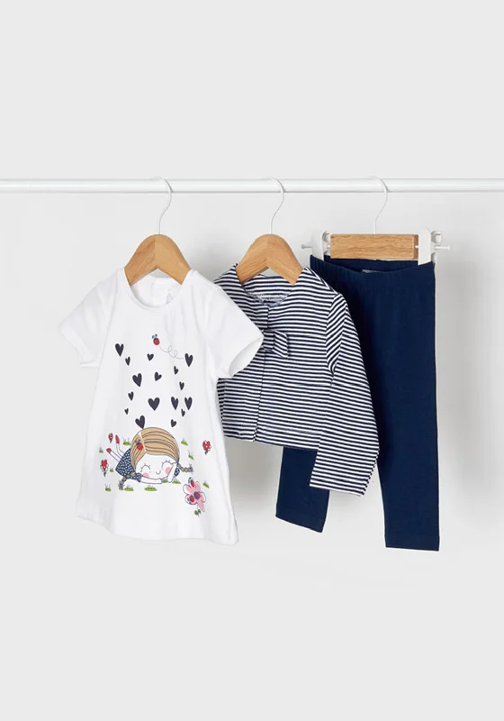 Mayoral Baby Girls Cardigan Top and Legging Set, Navy