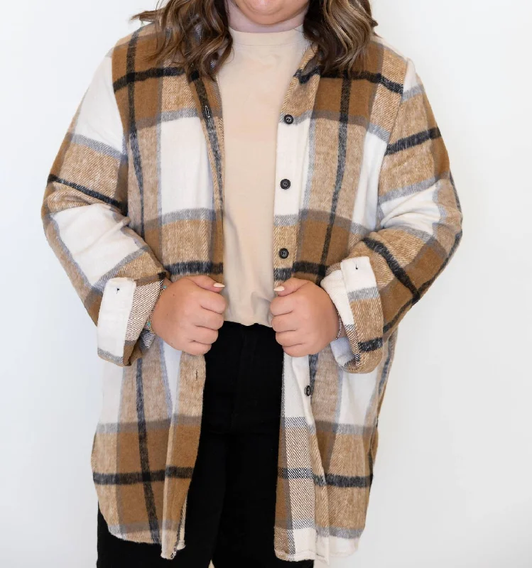 Cozy Cabin Flannel Shirt - Plus In BrownHigh-Fashion Shirts