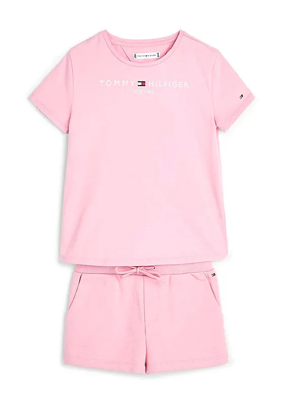 Tommy Hilfiger Girls Essential T-shirt and Short Set, Fresh Pink