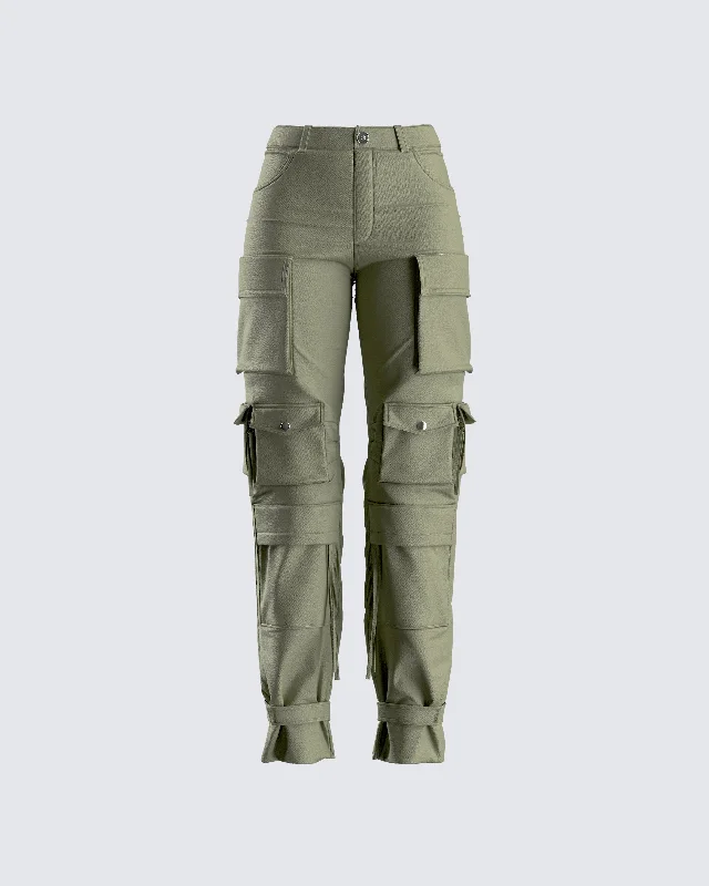 Stretch PantsEleni Olive Utility Pocket Pant