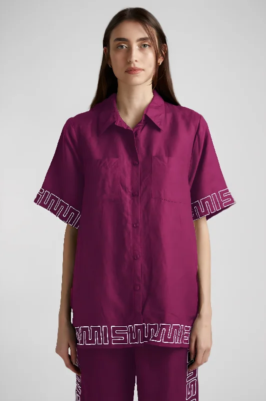 SUMMI SUMMI Womens Sig Linen Shirt - PlumAsymmetrical Shirts