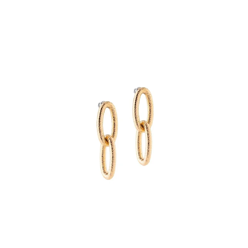 Rebecca Diva Double Striped Mesh Chain Link Earrings, Gold