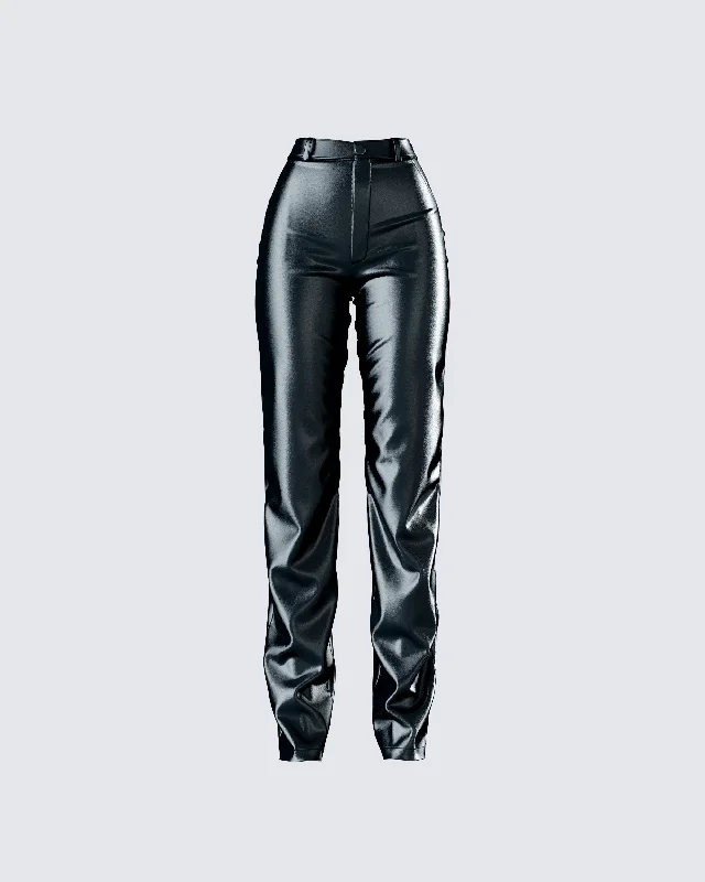 Tuxedo PantsMari Black Vegan Leather Pant