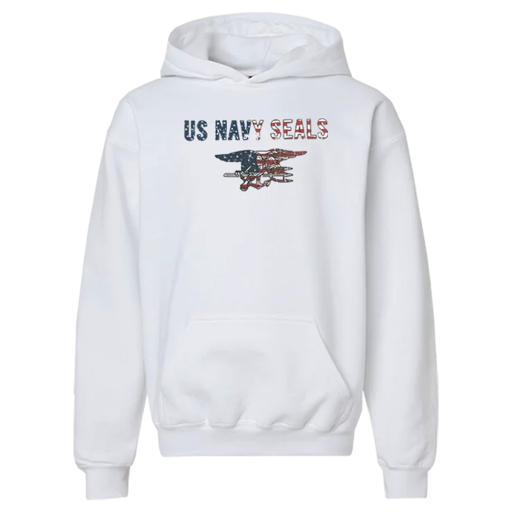 Logo HoodiesYouth US NAVY SEALS Trident Flag Hooded Sweatshirt