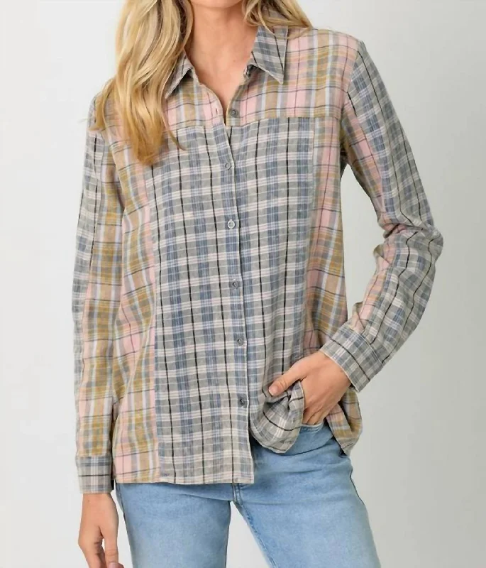 Plaid Button Down Shirt In MultiBand Merch Shirts