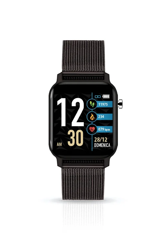 TechMade TechWatch X Metal Mesh Strap Smart Watch, Black