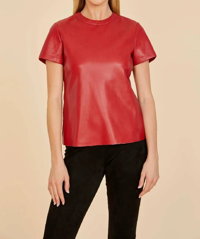 Faux Leather Shirt In RedSilk Shirts