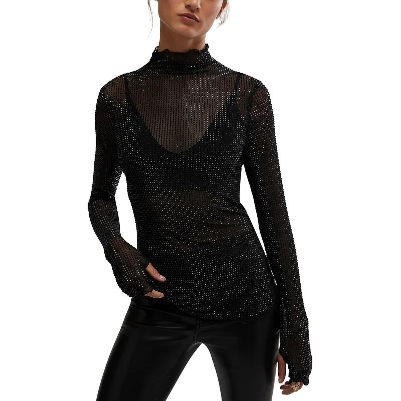 Intimately Free People Womens Embellished Mesh Pullover Top