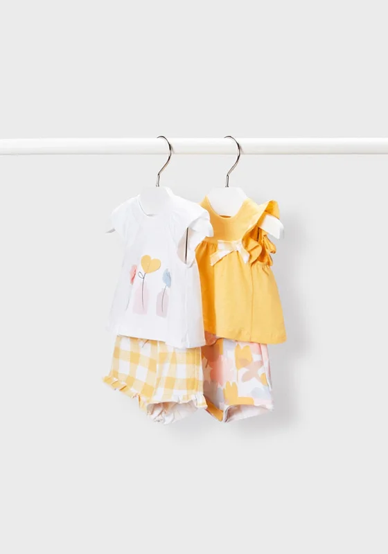 Mayoral Baby Girl 4 Piece Set, Mustard Multi