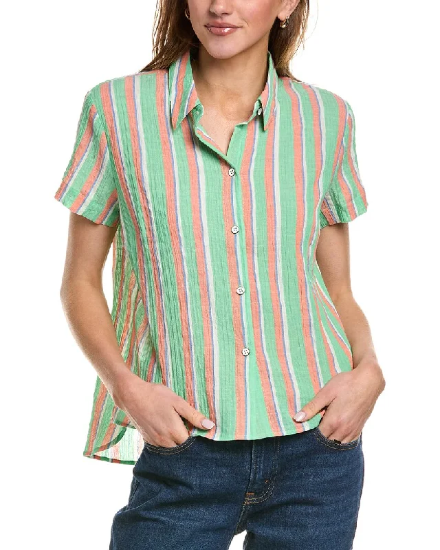 cabi Crinkled Linen-Blend Camp ShirtStatement Shirts